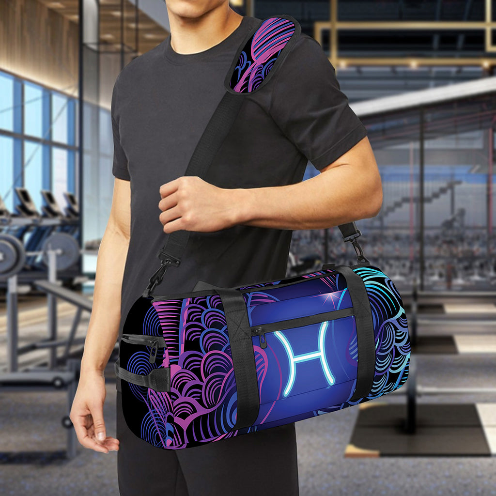 Dark Pisces Zodiac Sign Print Gym Bag