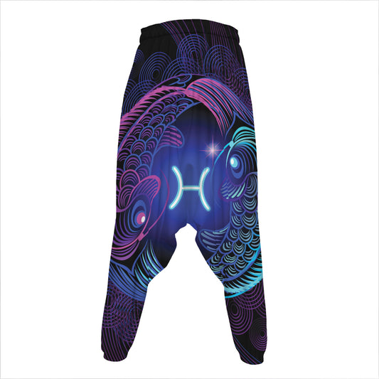 Dark Pisces Zodiac Sign Print Hammer Pants