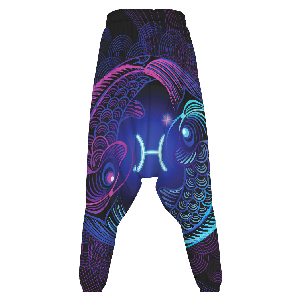 Dark Pisces Zodiac Sign Print Hammer Pants
