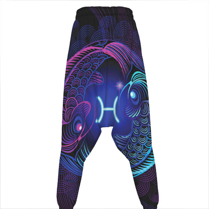 Dark Pisces Zodiac Sign Print Hammer Pants