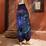 Dark Pisces Zodiac Sign Print Harem Pants