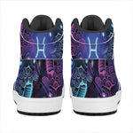 Dark Pisces Zodiac Sign Print High Top Leather Sneakers