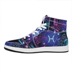 Dark Pisces Zodiac Sign Print High Top Leather Sneakers