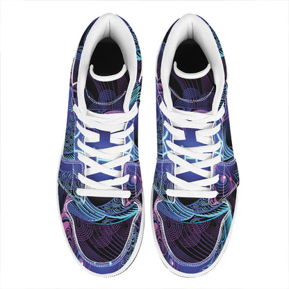 Dark Pisces Zodiac Sign Print High Top Leather Sneakers