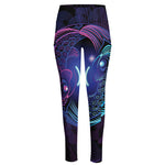 Dark Pisces Zodiac Sign Print High-Waisted Pocket Leggings