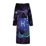 Dark Pisces Zodiac Sign Print Hooded Bathrobe