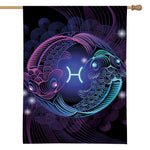Dark Pisces Zodiac Sign Print House Flag