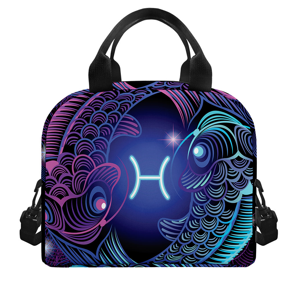 Dark Pisces Zodiac Sign Print Insulated Lunch Bag