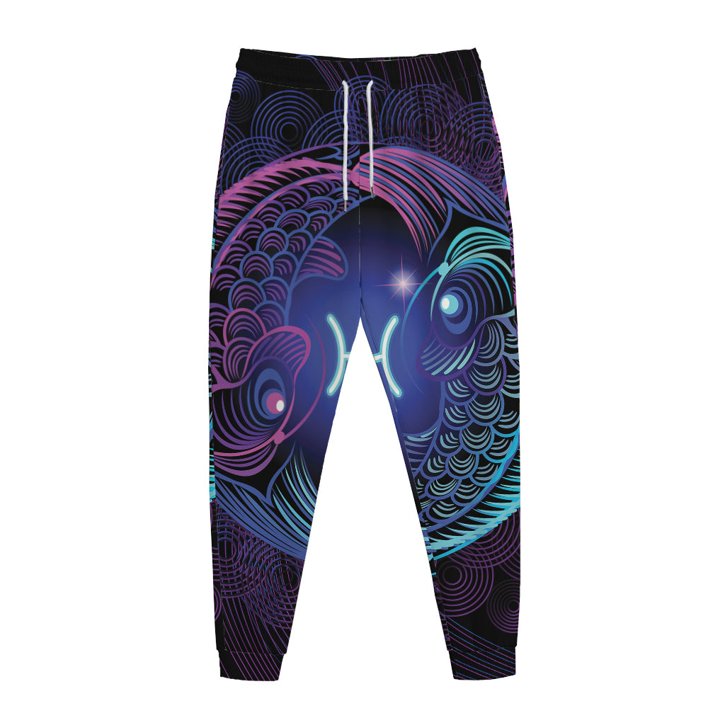 Dark Pisces Zodiac Sign Print Jogger Pants