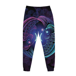 Dark Pisces Zodiac Sign Print Jogger Pants