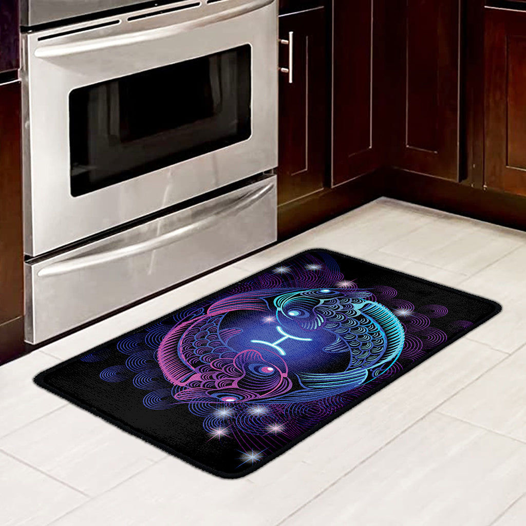 Dark Pisces Zodiac Sign Print Kitchen Mat