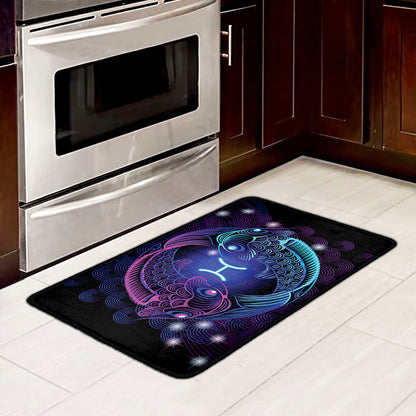 Dark Pisces Zodiac Sign Print Kitchen Mat