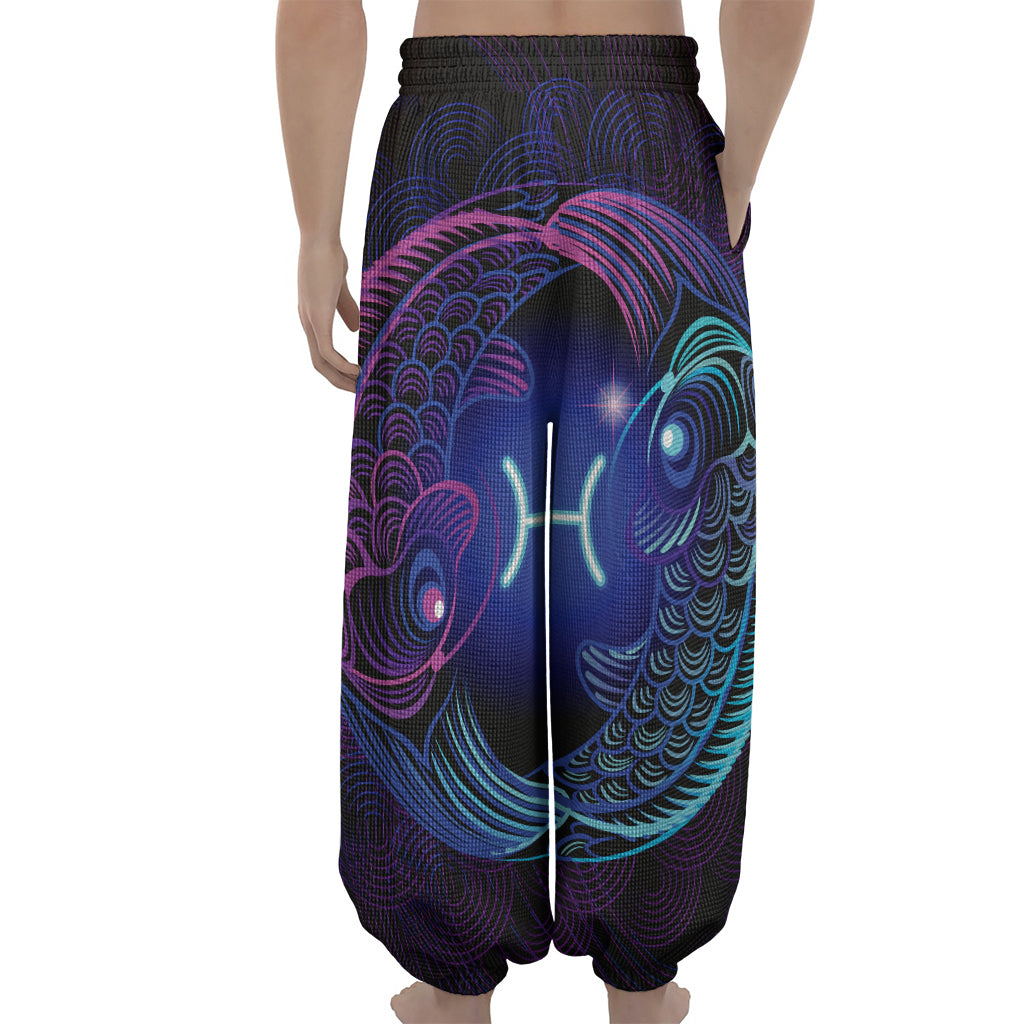 Dark Pisces Zodiac Sign Print Lantern Pants