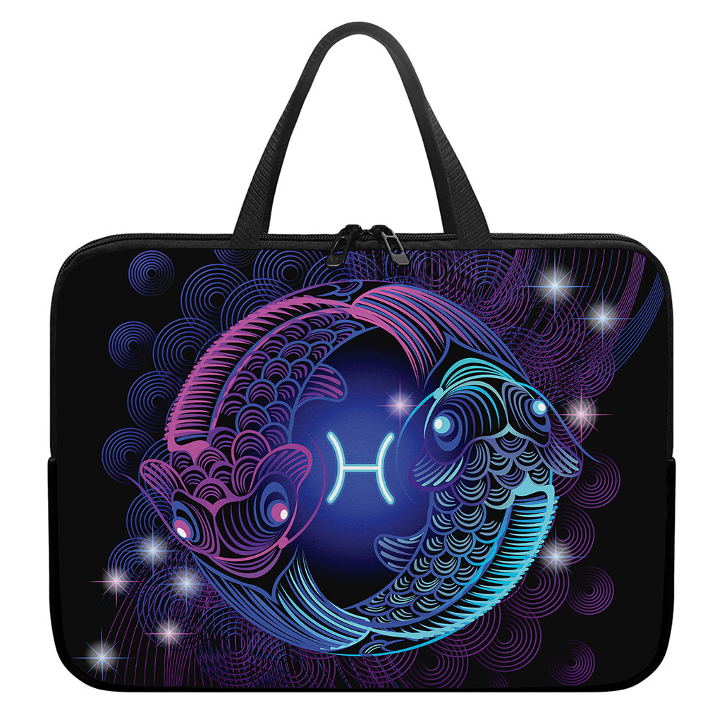 Dark Pisces Zodiac Sign Print Laptop Sleeve With Handle