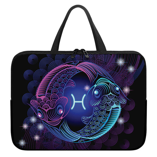 Dark Pisces Zodiac Sign Print Laptop Sleeve With Handle