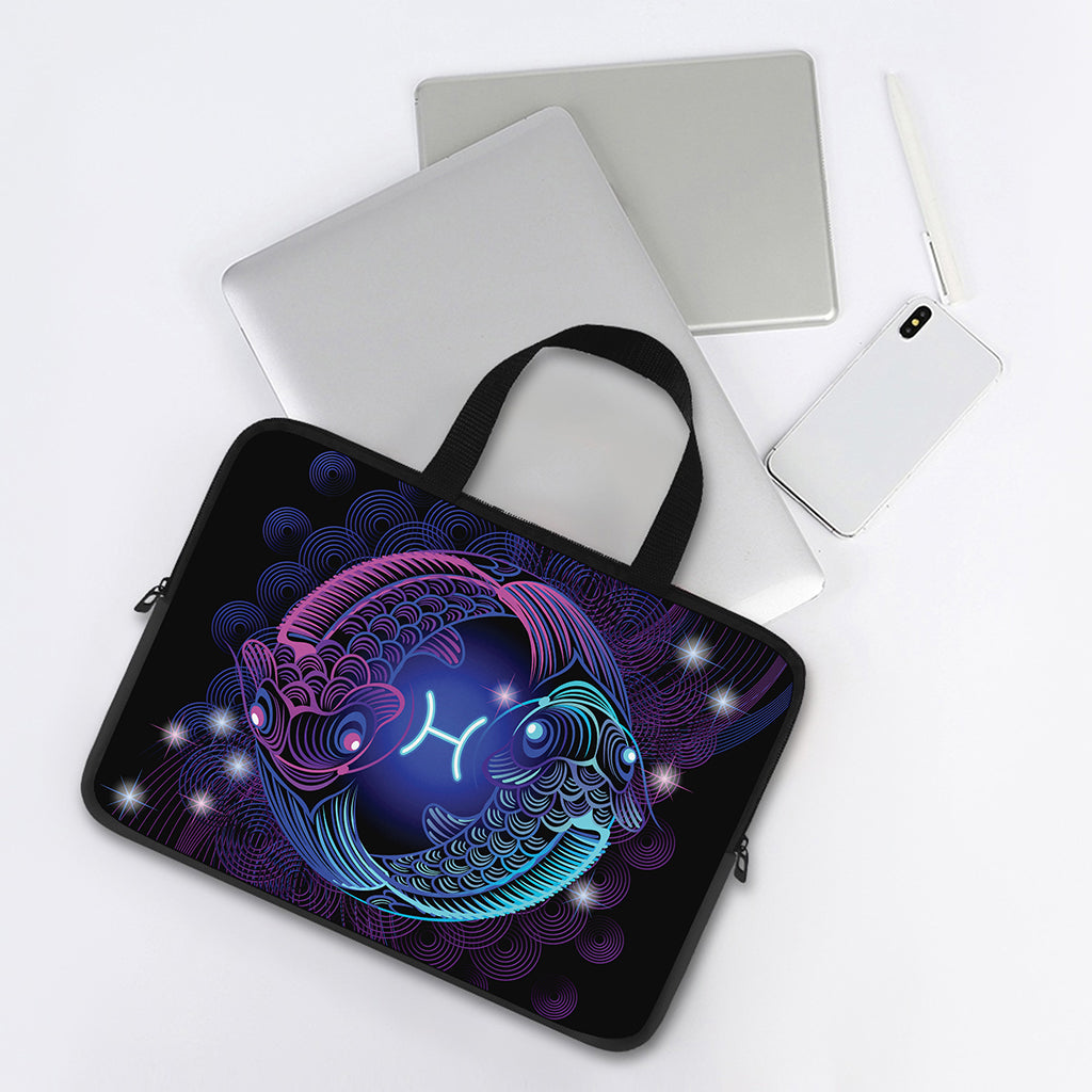 Dark Pisces Zodiac Sign Print Laptop Sleeve With Handle