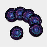 Dark Pisces Zodiac Sign Print Leather Coaster Set