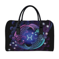 Dark Pisces Zodiac Sign Print Leather Duffel Bag