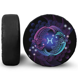 Dark Pisces Zodiac Sign Print Leather Spare Tire Cover