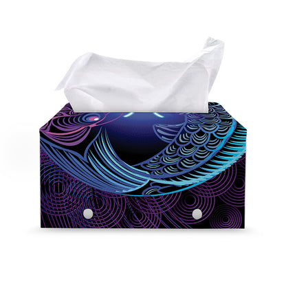 Dark Pisces Zodiac Sign Print Leather Tissue Box Cover