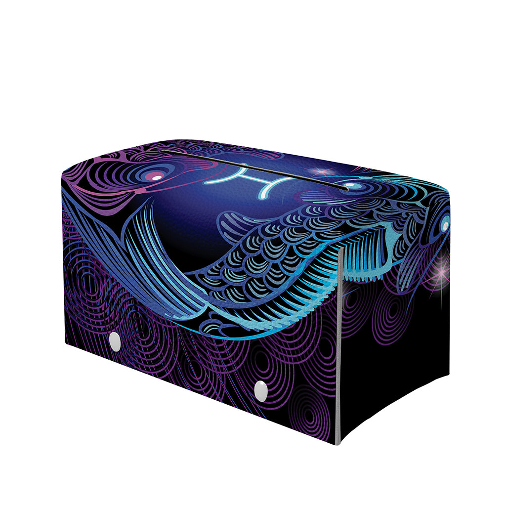 Dark Pisces Zodiac Sign Print Leather Tissue Box Cover