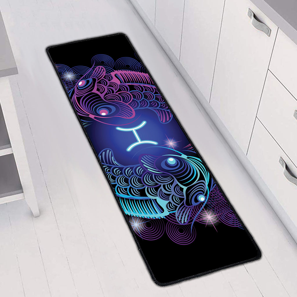 Dark Pisces Zodiac Sign Print Long Kitchen Mat