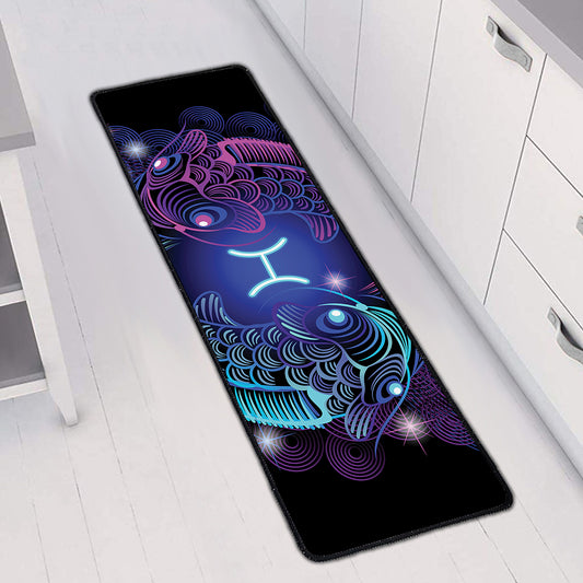 Dark Pisces Zodiac Sign Print Long Kitchen Mat