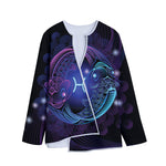 Dark Pisces Zodiac Sign Print Long Sleeve Short Coat