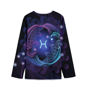 Dark Pisces Zodiac Sign Print Long Sleeve Short Coat