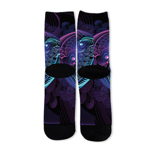 Dark Pisces Zodiac Sign Print Long Socks