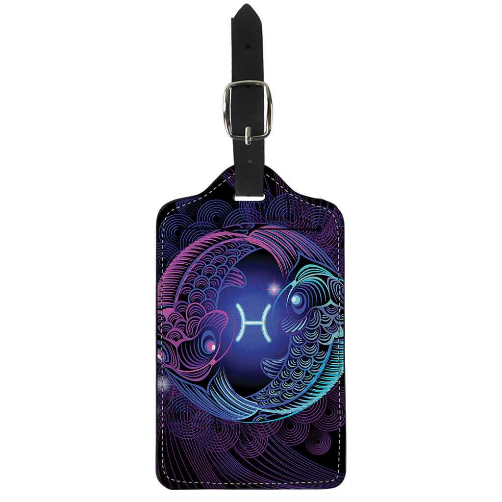 Dark Pisces Zodiac Sign Print Luggage Tag