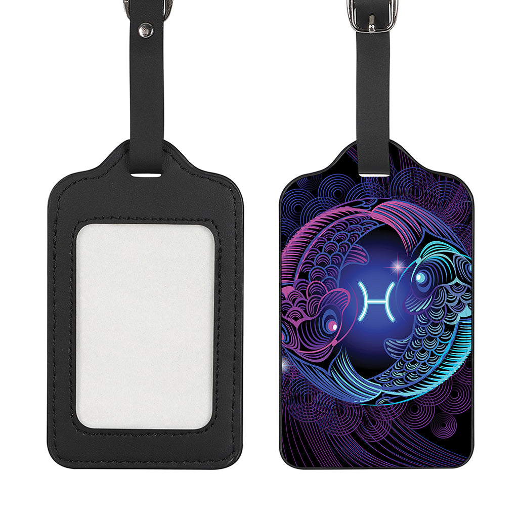 Dark Pisces Zodiac Sign Print Luggage Tag