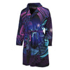 Dark Pisces Zodiac Sign Print Men's Bathrobe