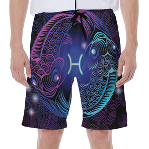 Dark Pisces Zodiac Sign Print Men's Beach Shorts