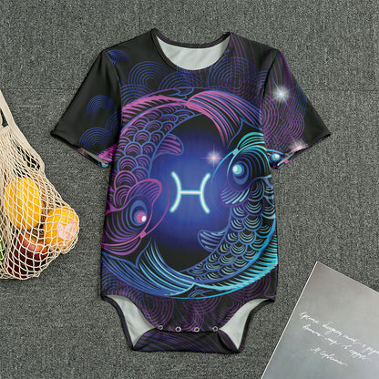 Dark Pisces Zodiac Sign Print Men's Bodysuit