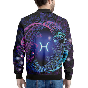 Dark Pisces Zodiac Sign Print Men's Bomber Jacket