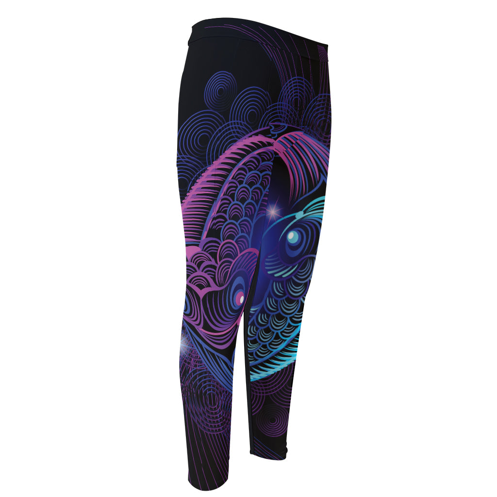 Dark Pisces Zodiac Sign Print Men's Compression Pants