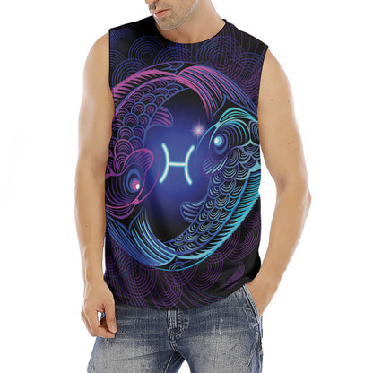 Dark Pisces Zodiac Sign Print Men's Fitness Tank Top