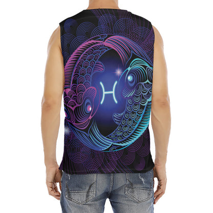 Dark Pisces Zodiac Sign Print Men's Fitness Tank Top
