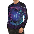 Dark Pisces Zodiac Sign Print Men's Long Sleeve Rash Guard