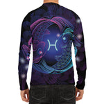 Dark Pisces Zodiac Sign Print Men's Long Sleeve Rash Guard