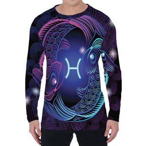 Dark Pisces Zodiac Sign Print Men's Long Sleeve T-Shirt