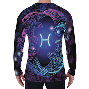 Dark Pisces Zodiac Sign Print Men's Long Sleeve T-Shirt