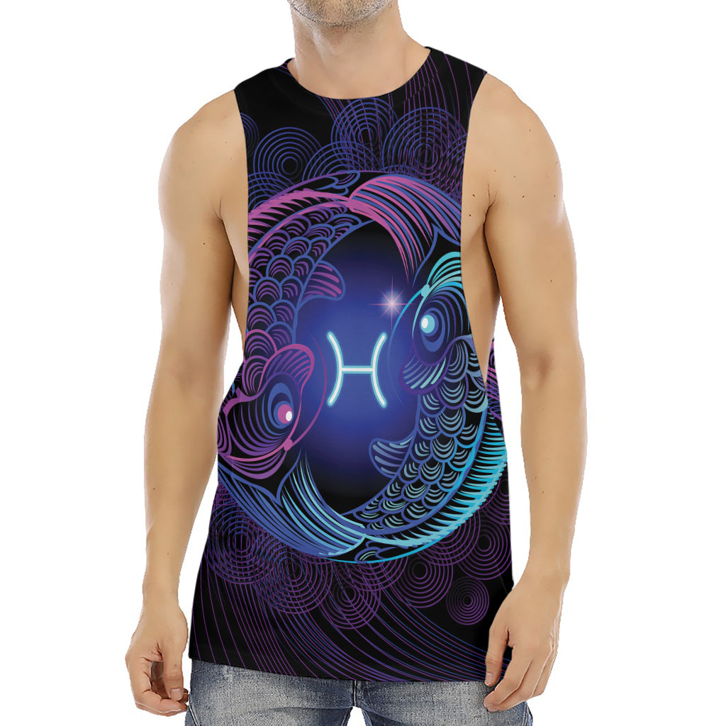 Dark Pisces Zodiac Sign Print Men's Muscle Tank Top