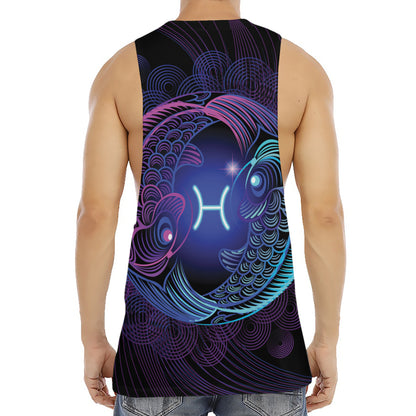 Dark Pisces Zodiac Sign Print Men's Muscle Tank Top