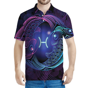 Dark Pisces Zodiac Sign Print Men's Polo Shirt