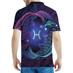 Dark Pisces Zodiac Sign Print Men's Polo Shirt