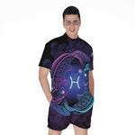 Dark Pisces Zodiac Sign Print Men's Rompers