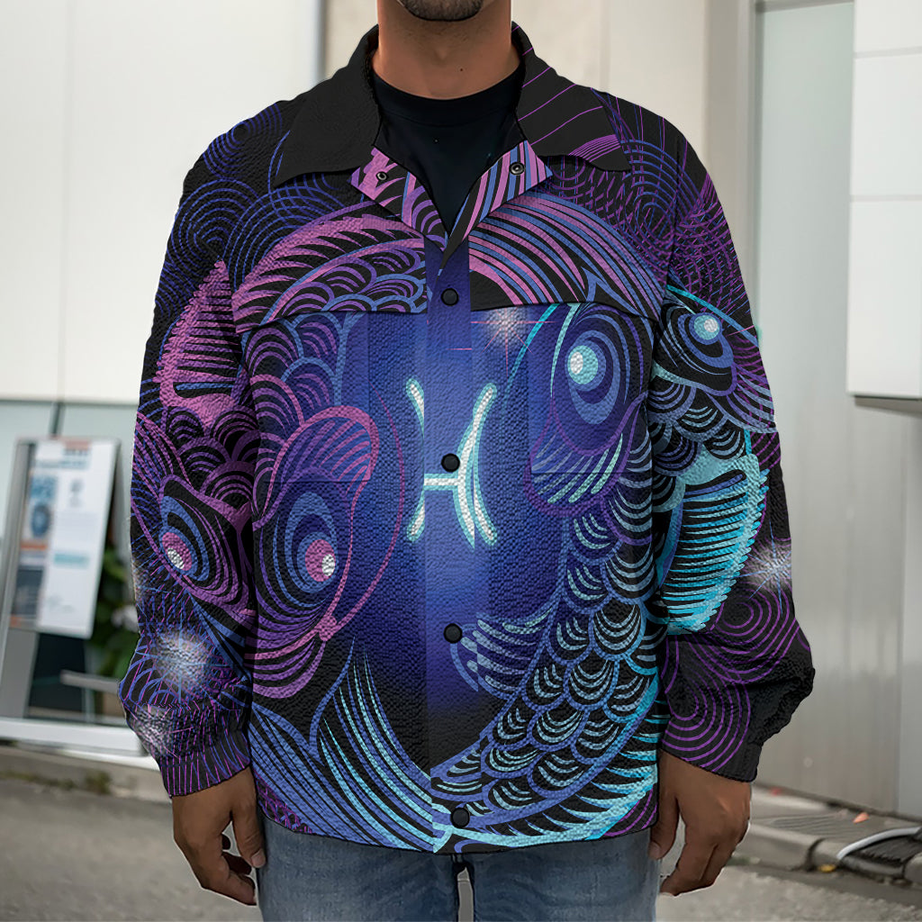 Dark Pisces Zodiac Sign Print Men's Shirt Jacket