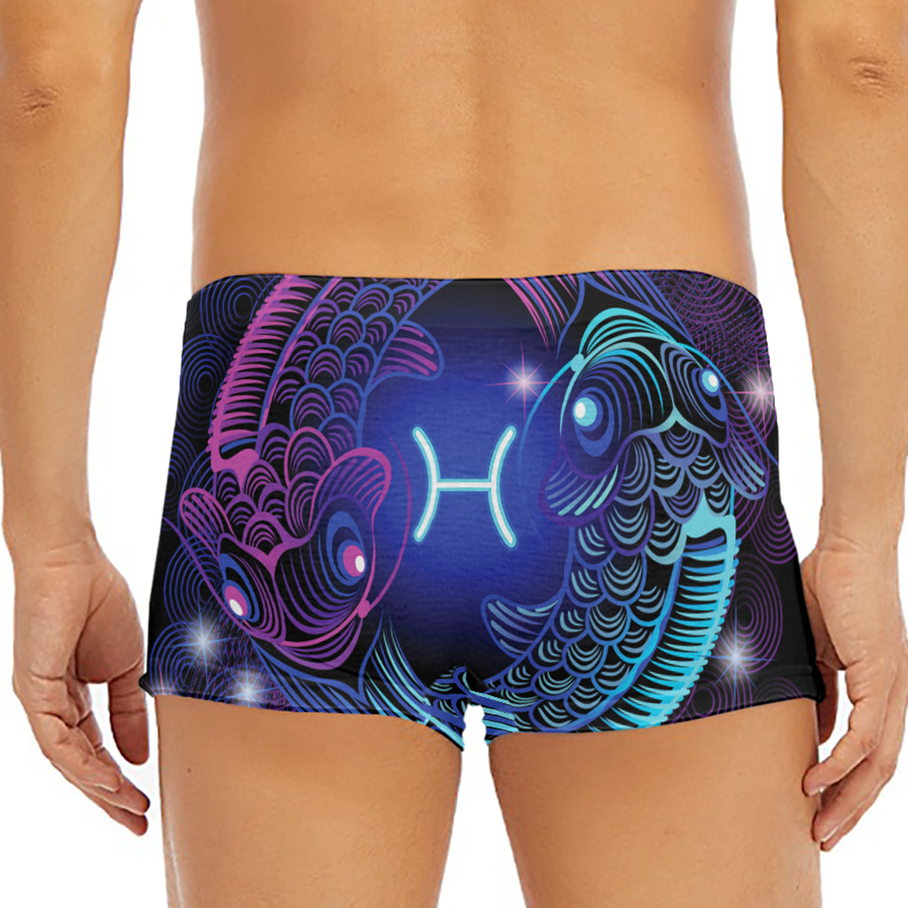 Dark Pisces Zodiac Sign Print Men's Short Boxer Briefs